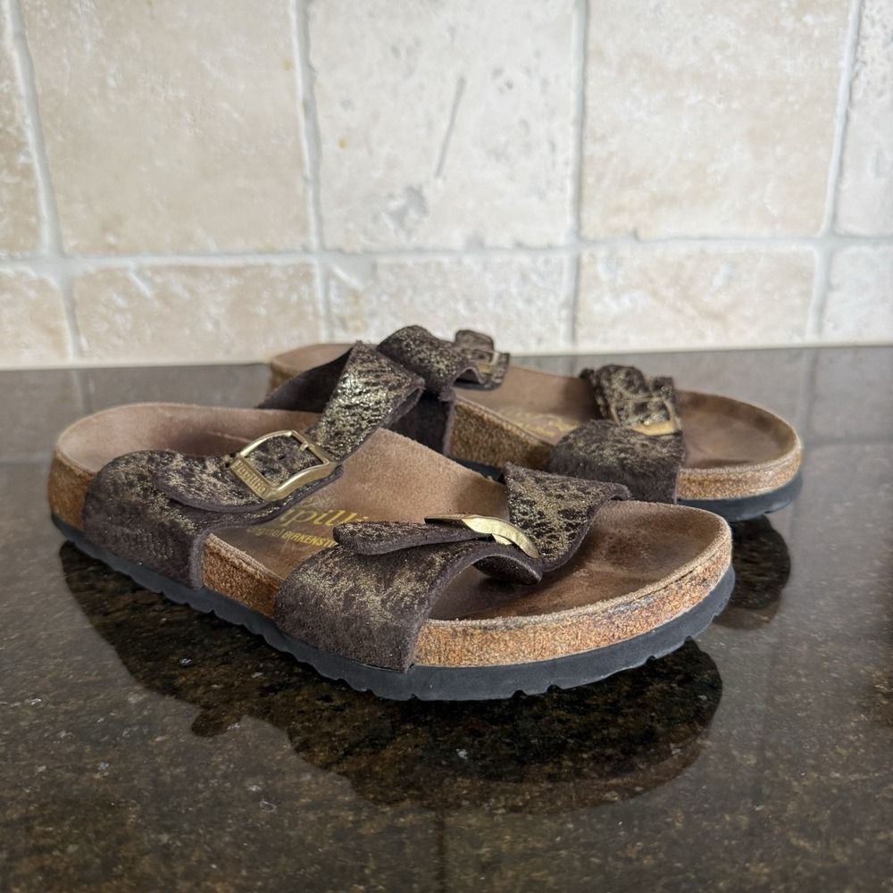Birkenstock Papillo Ws 5 EU 36 Buckle Slide Leather Gold Metallic